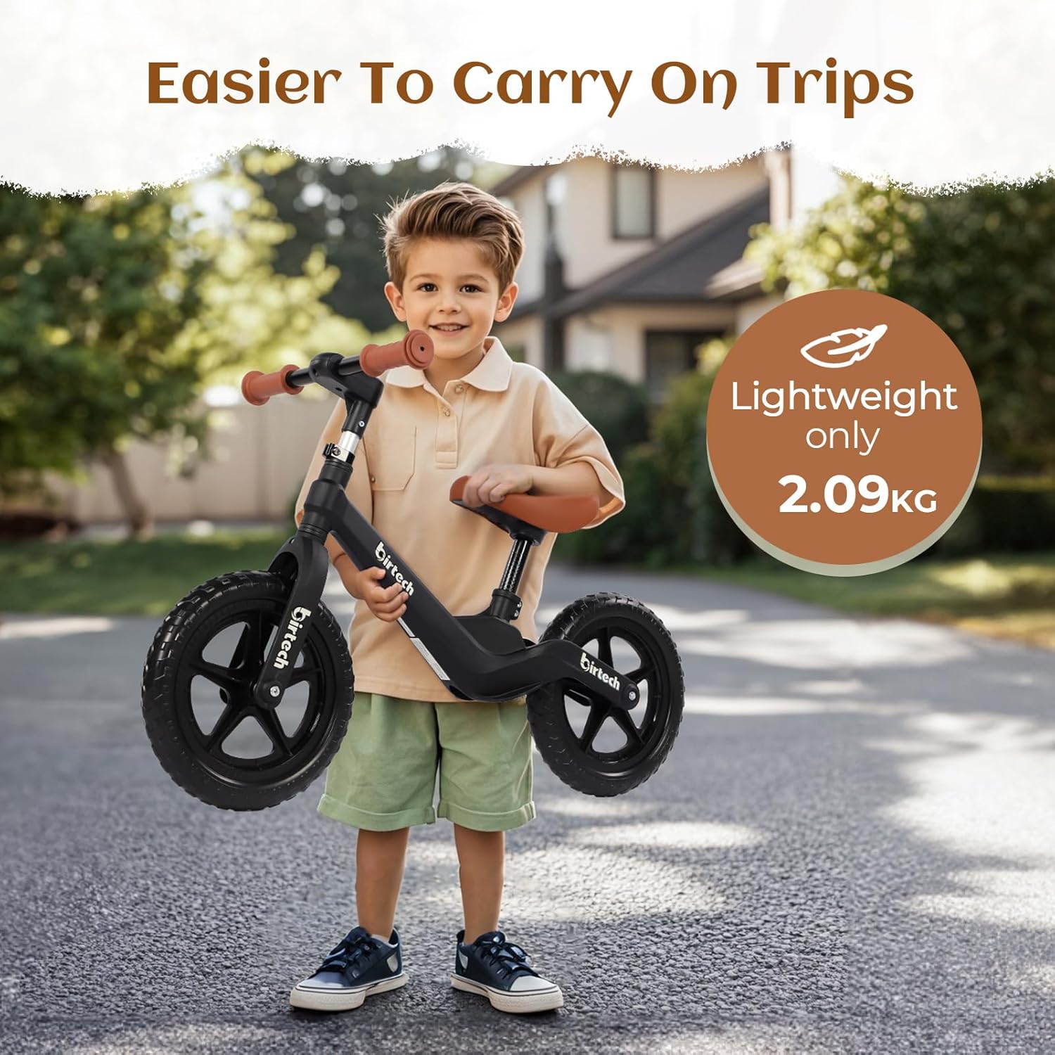 Birtech 12" Kids Balance Bike with Nylon Frame Black