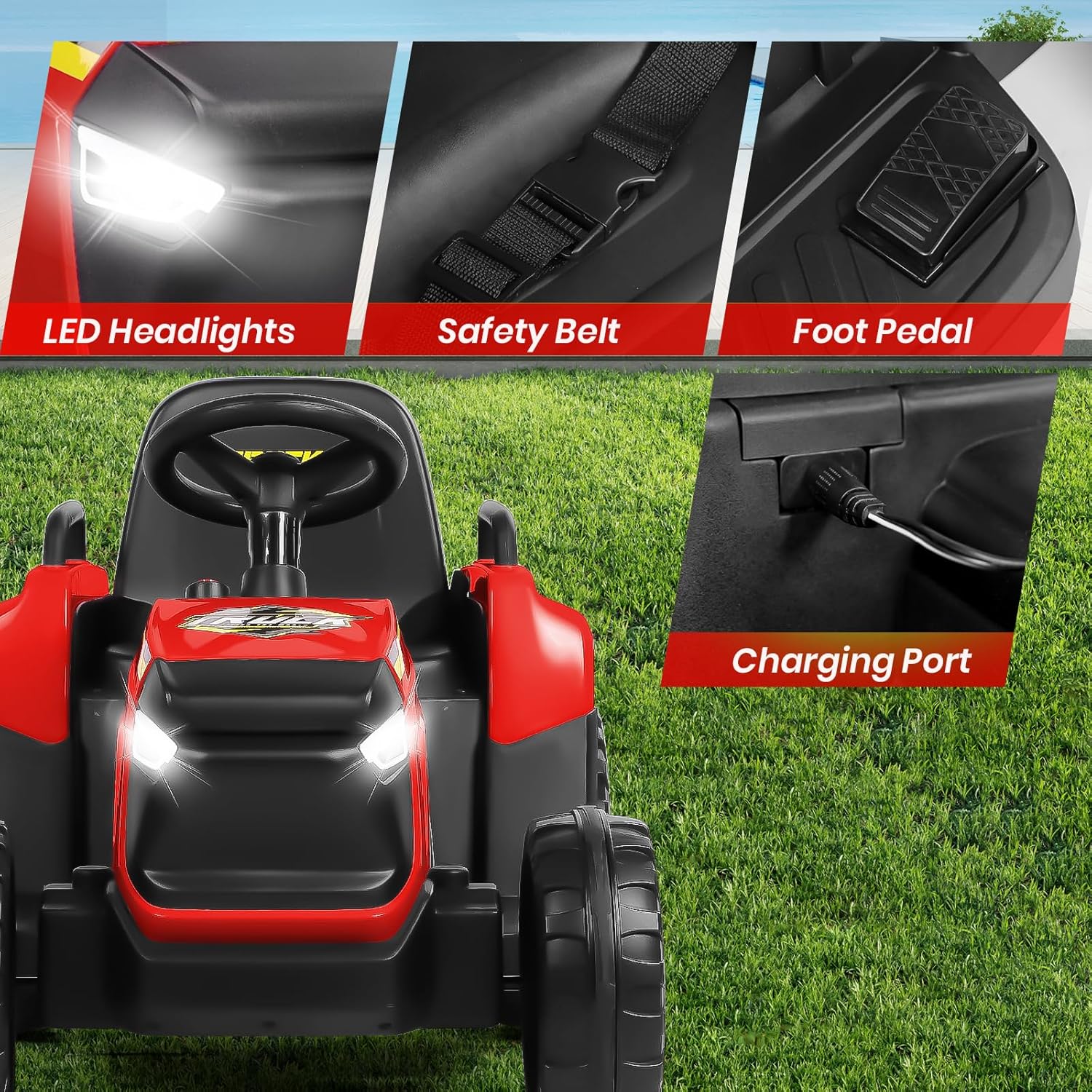 Kids 12V Ride-On Tractor with Detachable Trailer & Remote Control