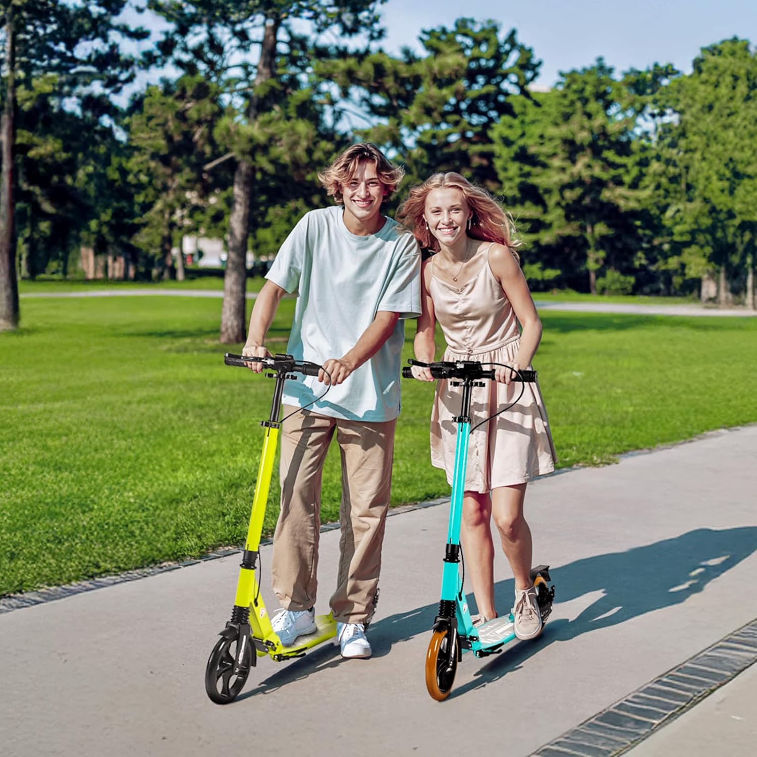 Hyeed Kick Scooter with Disc Brakes Lake Bule