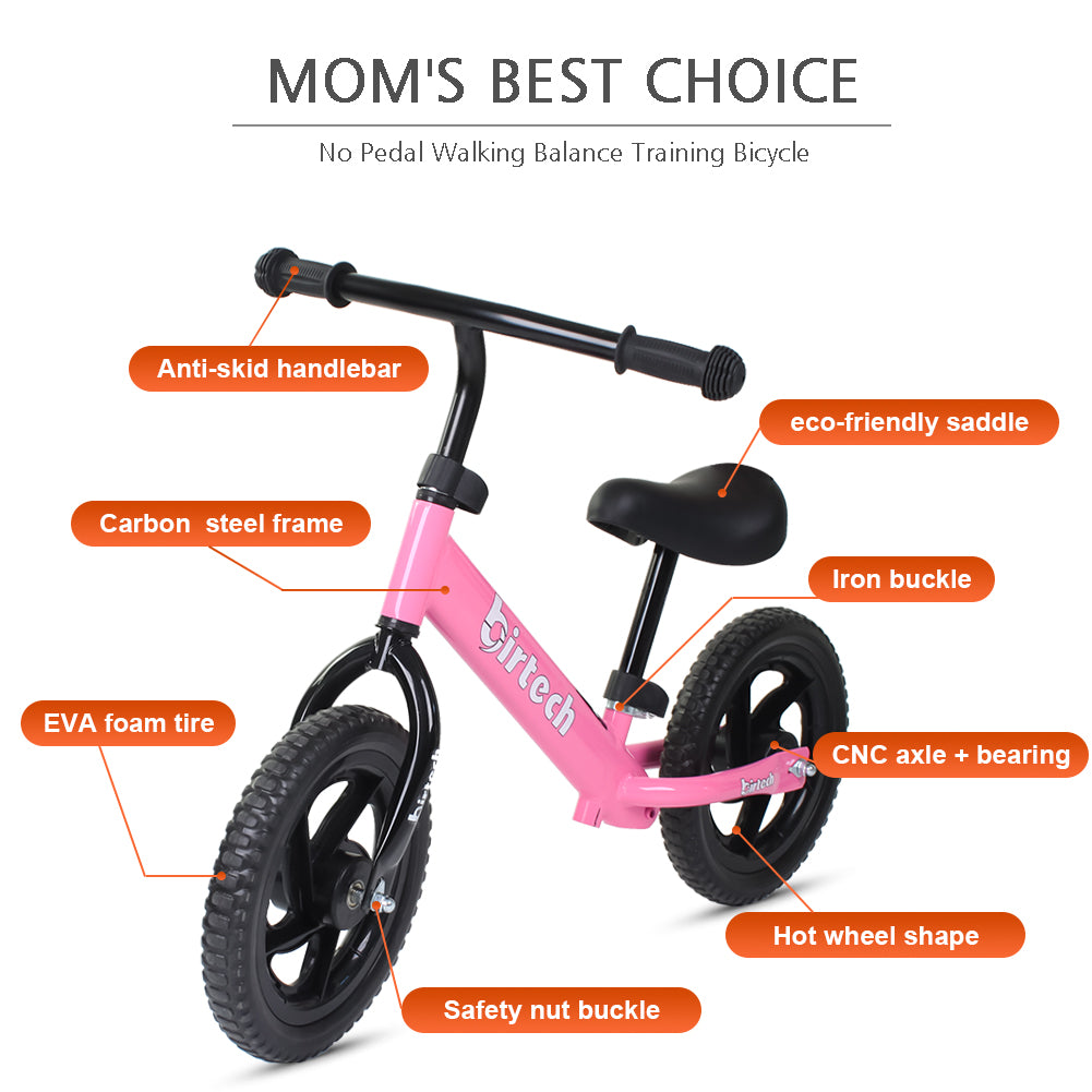 Birtech 12 inch  Kids Balance Bike Pink