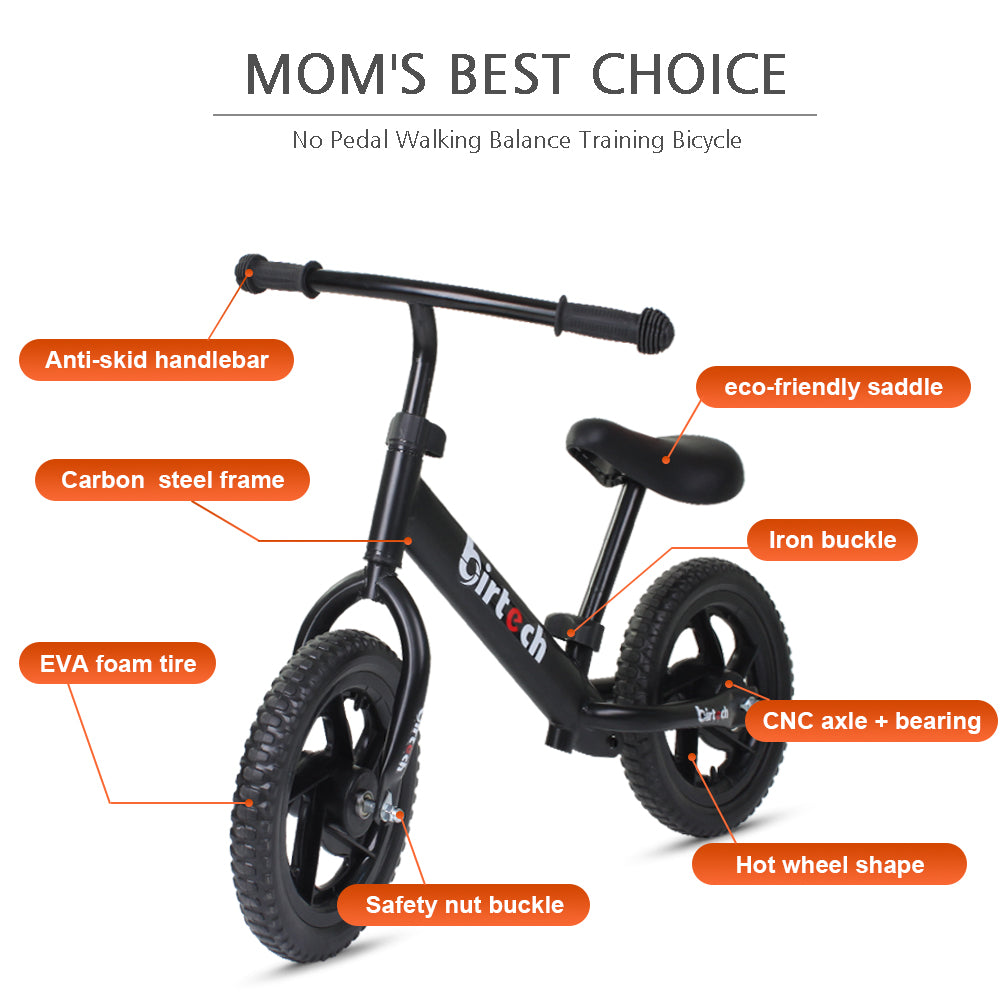 Birtech 12 inch  Kids Balance Bike Black