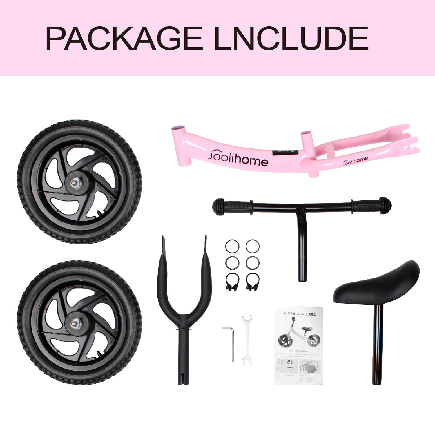 12" Balance Bike with Carbon Steel Frame Pink