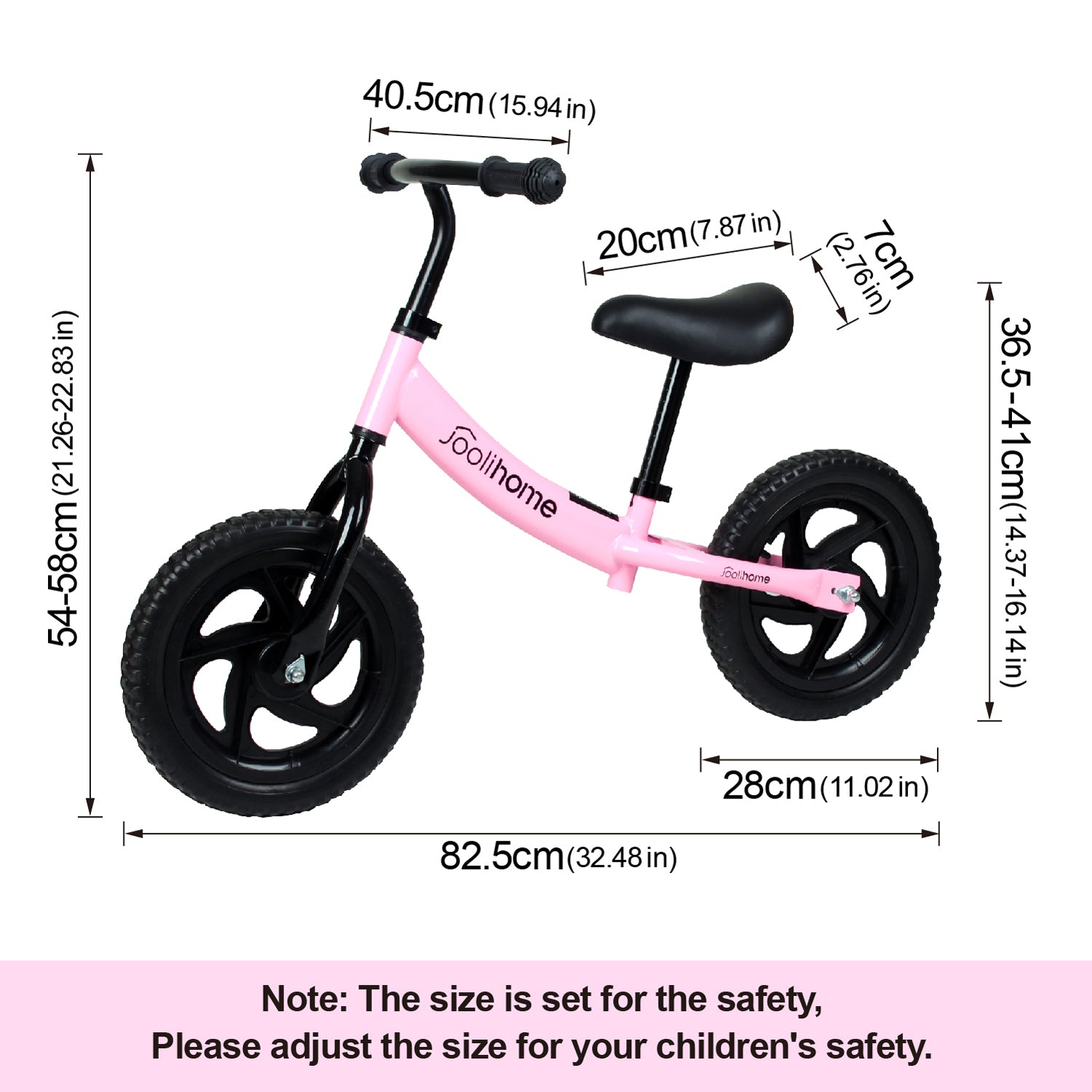 12" Balance Bike with Carbon Steel Frame Pink
