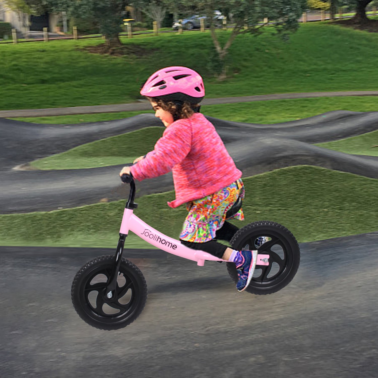 12" Balance Bike with Carbon Steel Frame Pink