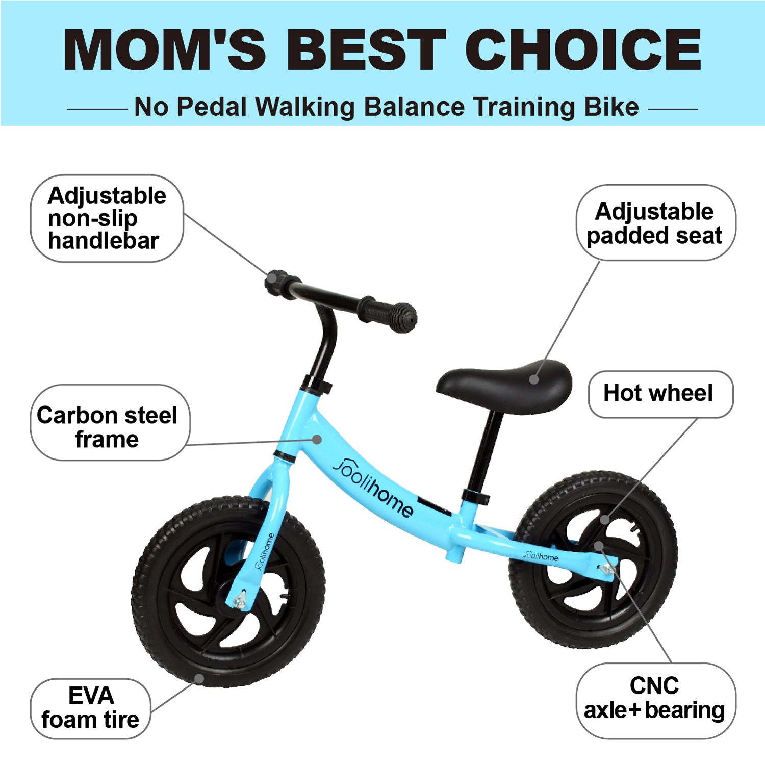 12" Balance Bike with Carbon Steel Frame Blue