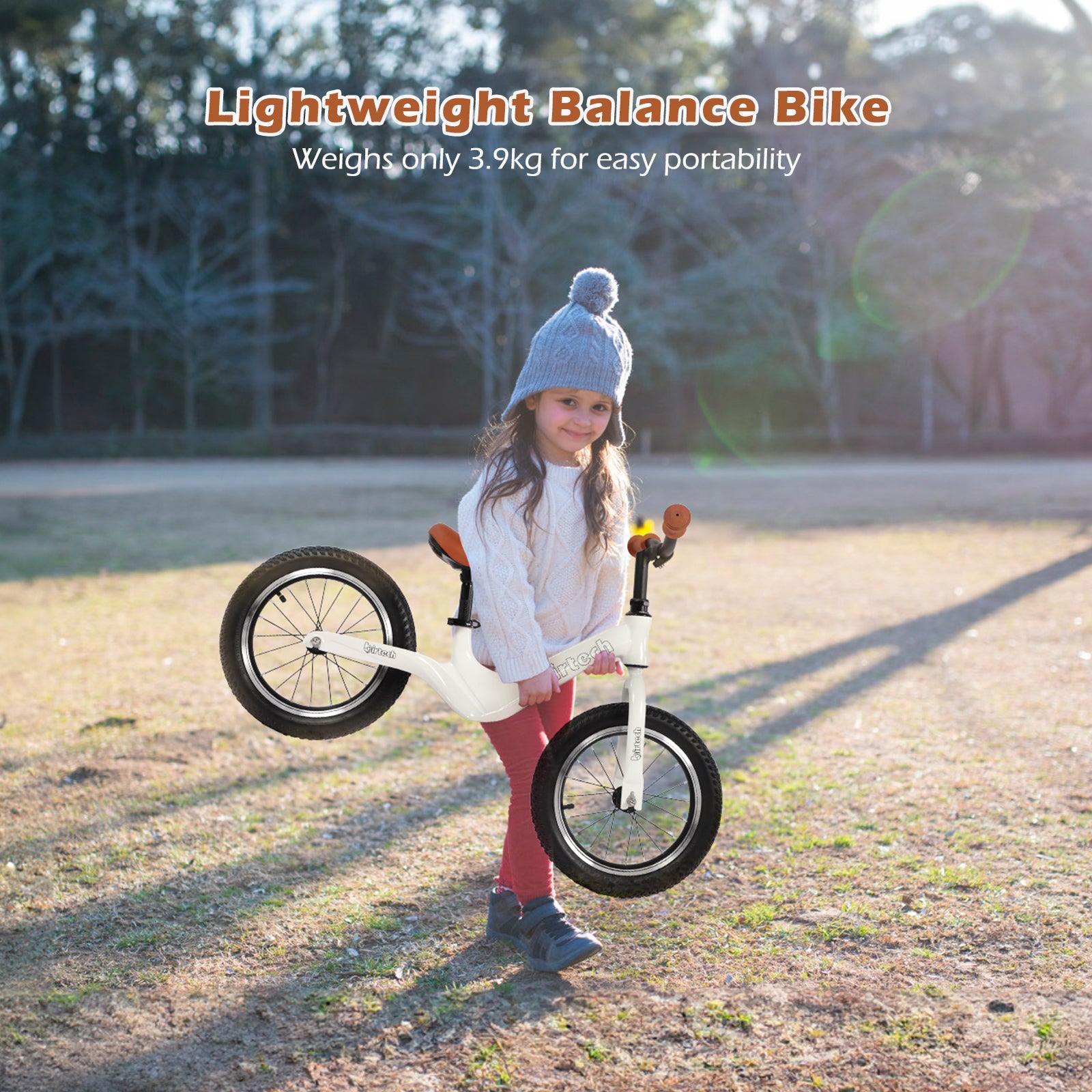 Birtech 14 Inch Kids Balance Bike with Magnesium Alloy Frame White