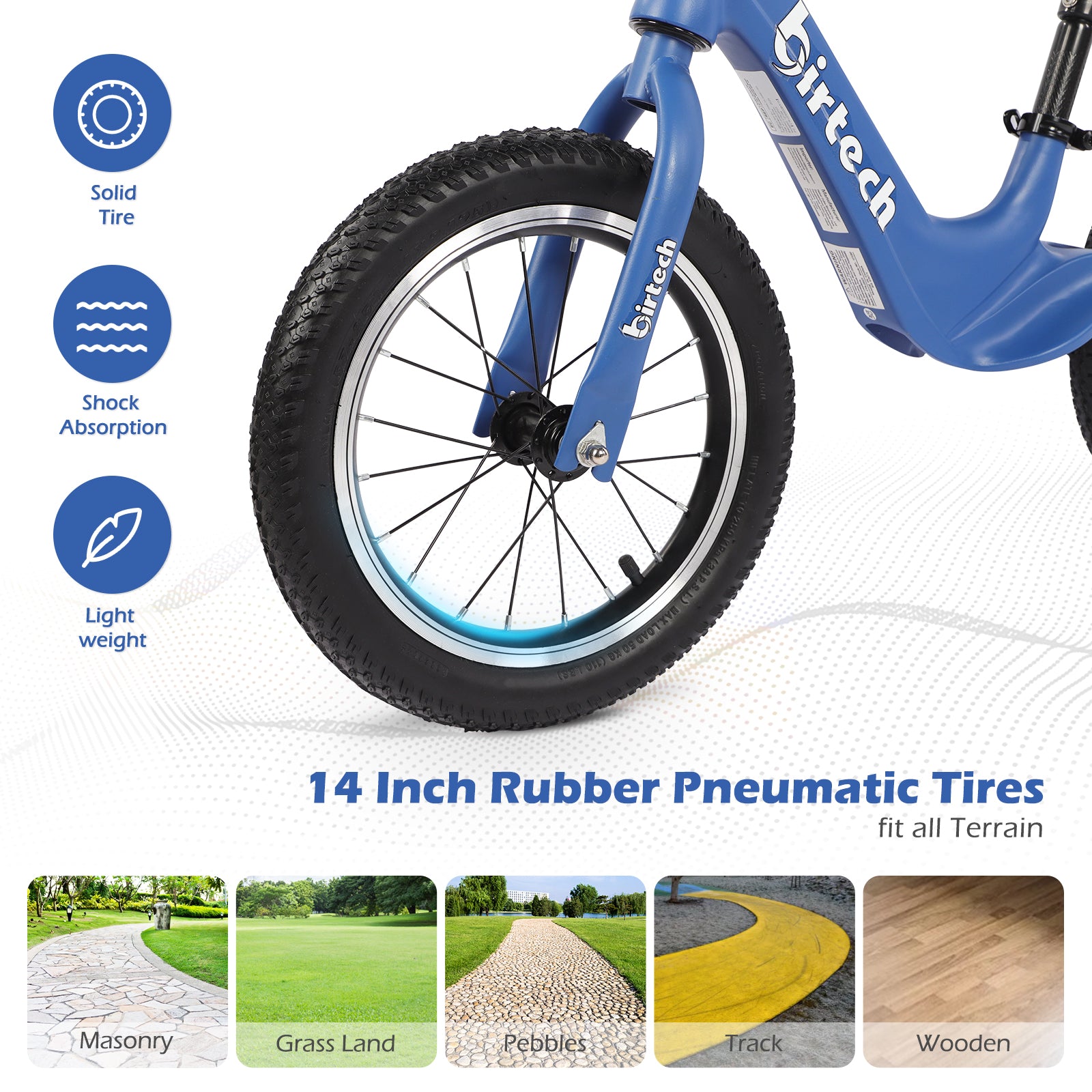 Birtech 14 Inch Kids Balance Bike with Magnesium Alloy Frame Blue