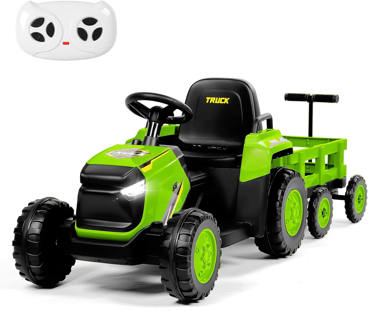 Kids 12V Ride-On Tractor with Detachable Trailer & Remote Control