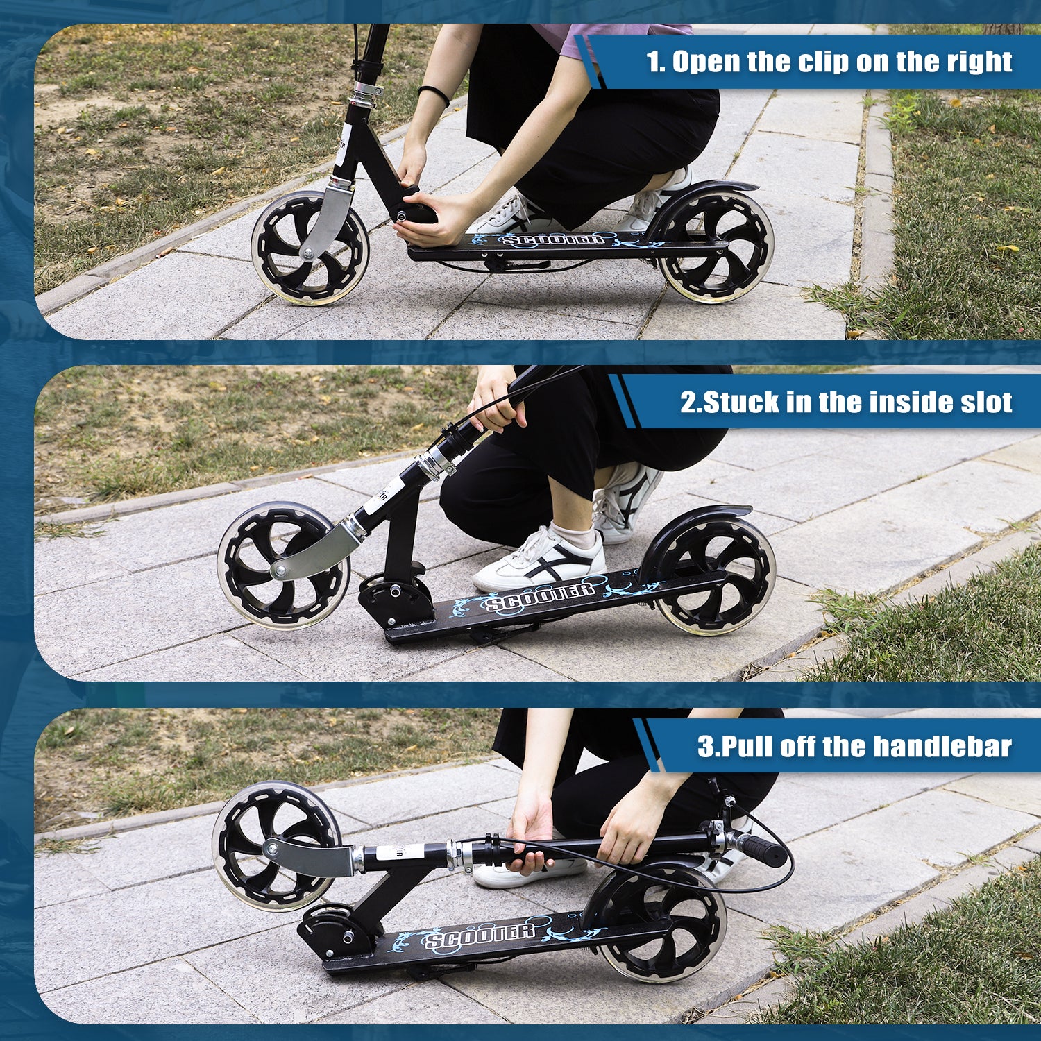 Hyeed Kick Scooter with Dual Brake Black