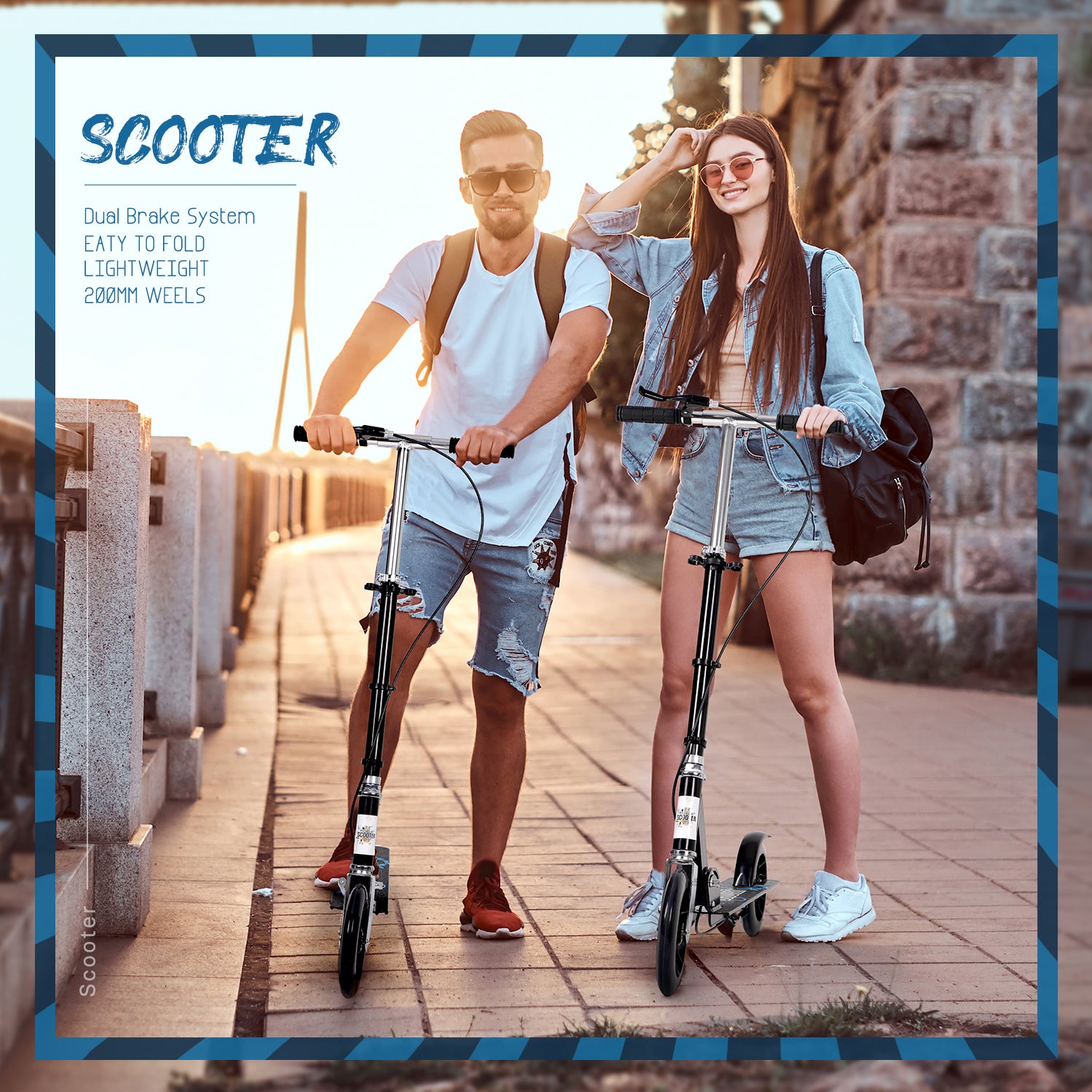 Hyeed Kick Scooter with Dual Brake Black