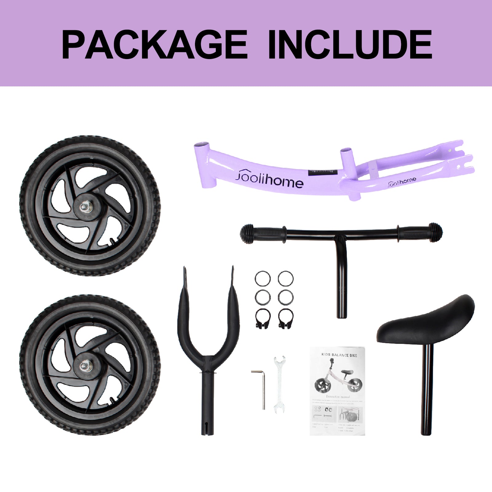 12" Balance Bike with Carbon Steel Frame Purple