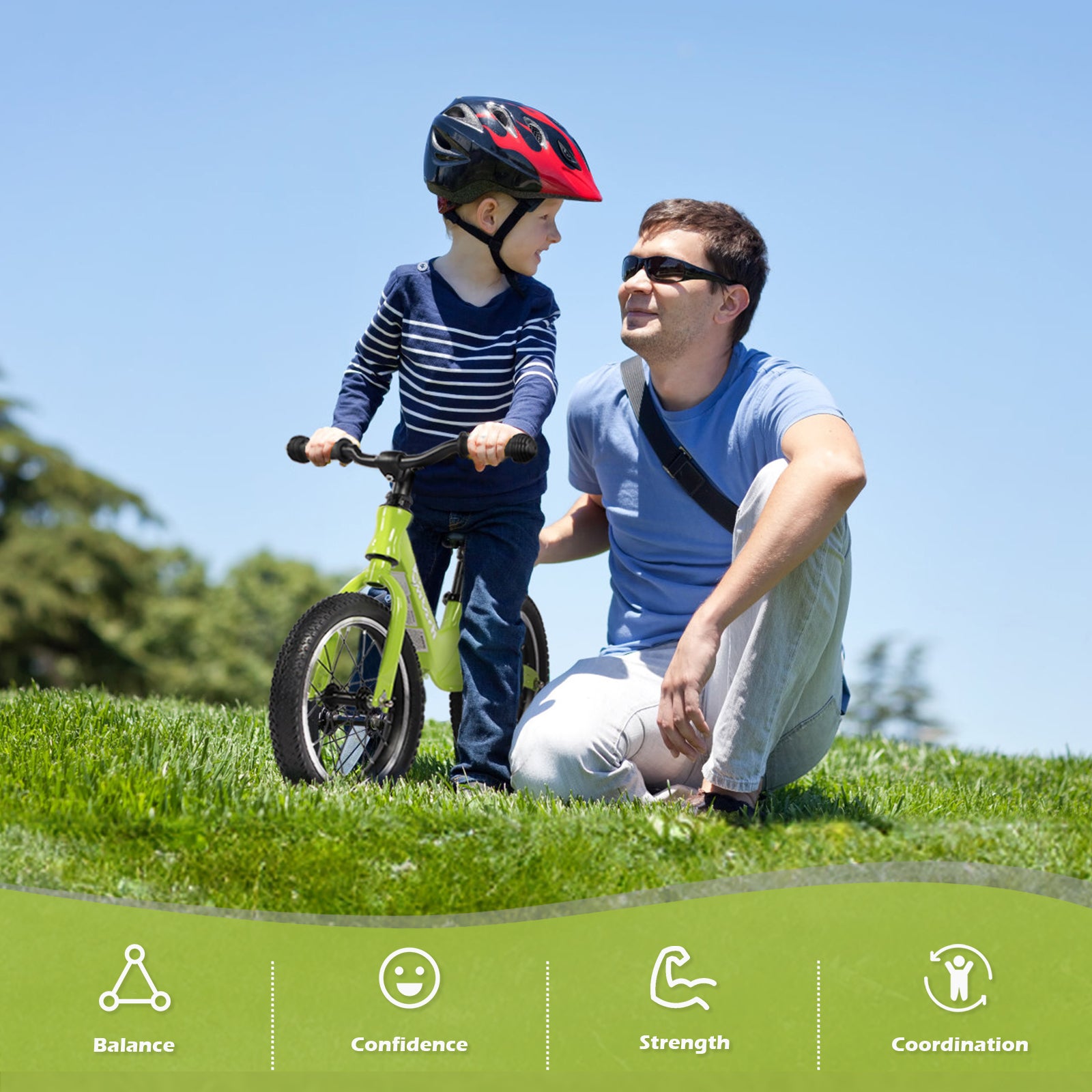 Birtech 14 Inch Kids Balance Bike with Magnesium Alloy Frame Green