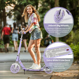 Hyeed Light Up Kick Scooter with Disc Brake Purple