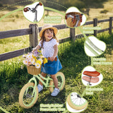 14 Inch Kids Balance Bike with Removable Basket Green