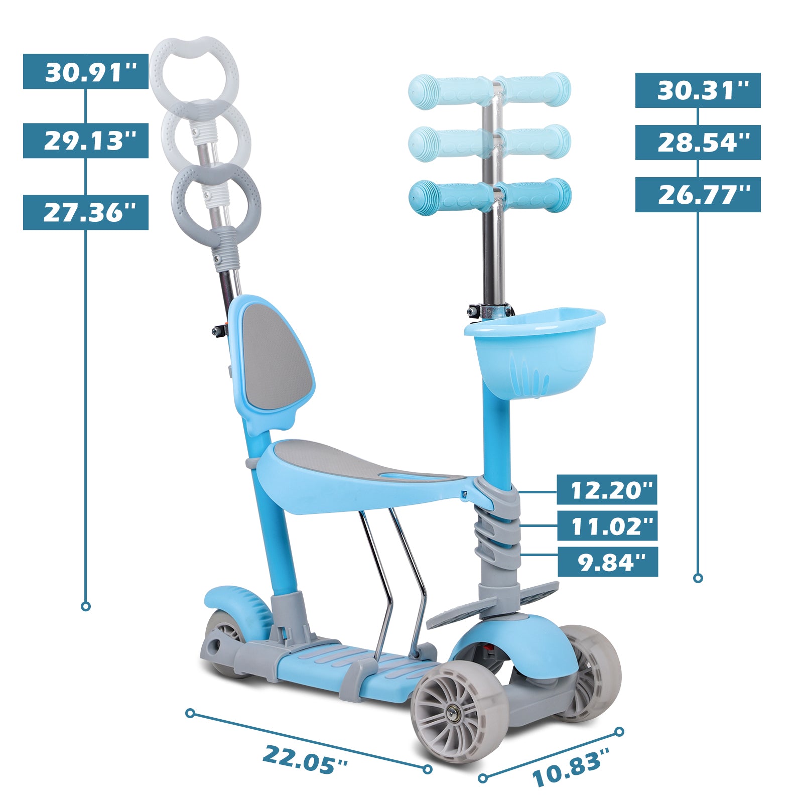 Hyeed 5-in-1 Kids Scooter Blue