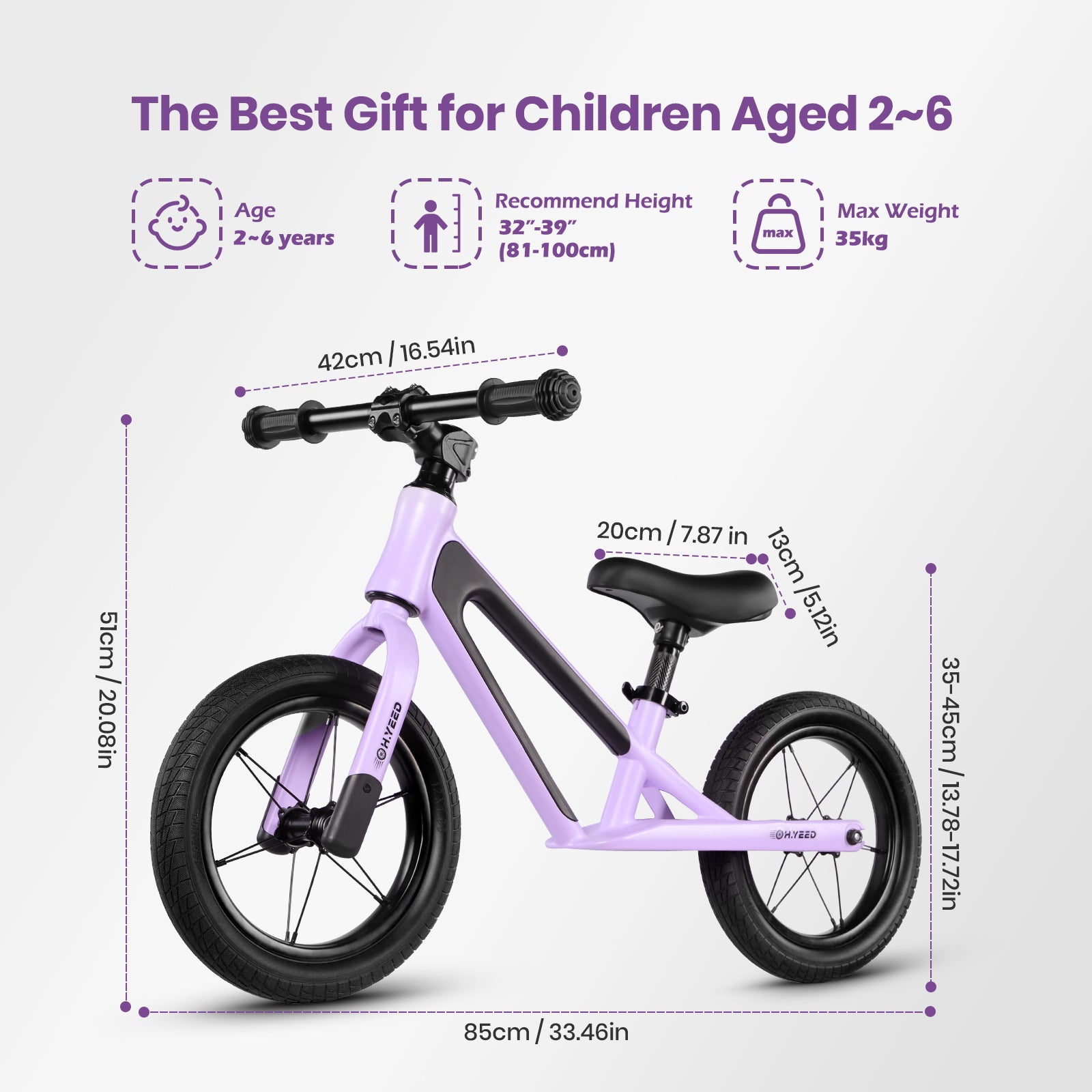 12''  Balance Bike Lightweight Magnesium Alloy Frame with PU Tires