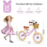 14 Inch Kids Balance Bike with Removable Basket Purple